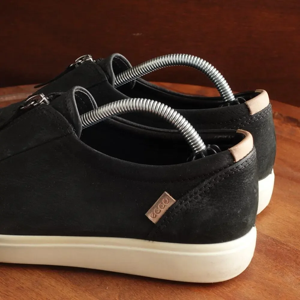 Ecco Sneakers Womens SZ EU 38 US 7-7.5 Black Soft 7 Zip Up Comfort Walking Shoes